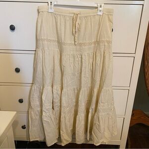 BP 100% Cotton Cream Boho Maxi Skirt